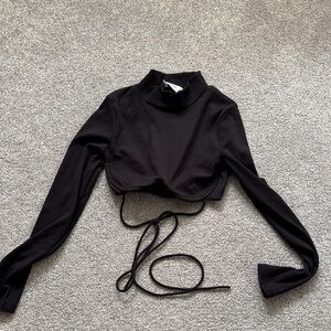 Princess Polly Black Long Sleeve Crop Top